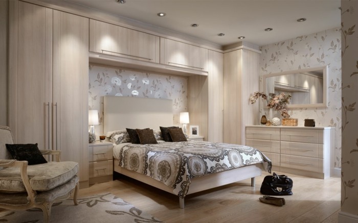 стена дизайн идеи тапет цветя модел спалня