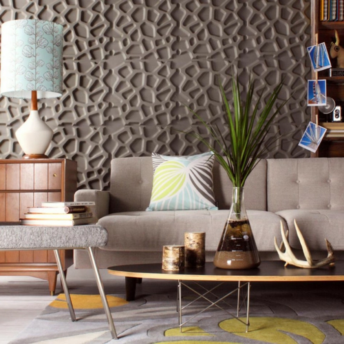 ideas de diseño de pared paneles de sala de estar alfombra elegante