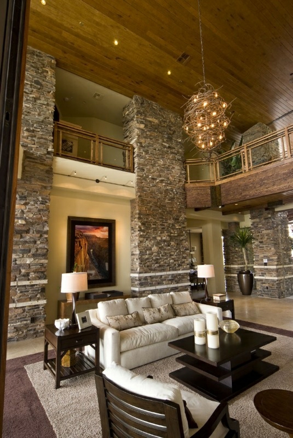 Natural stone wall in the living room natural stone ideas fireplace home ideas