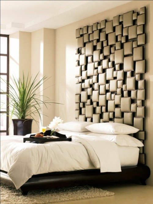 cabecero de cama de dormitorio de diseño de pared original