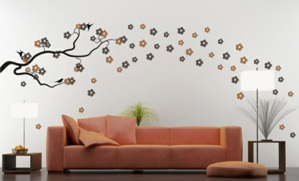vegg design stilig stue sofa deco ideer