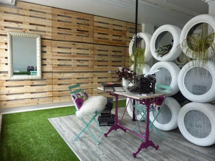 mur design upcycling meubles étagères europallets diy idées