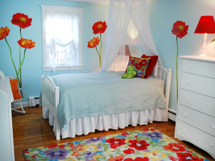 pintura de la pared vivero flores habitación de niña alfombra más fresca