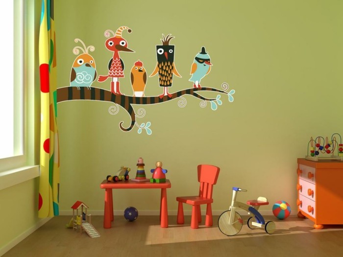 pintura de la pared habitación de los niños color decoración de la pared ideas coloridas cortinas
