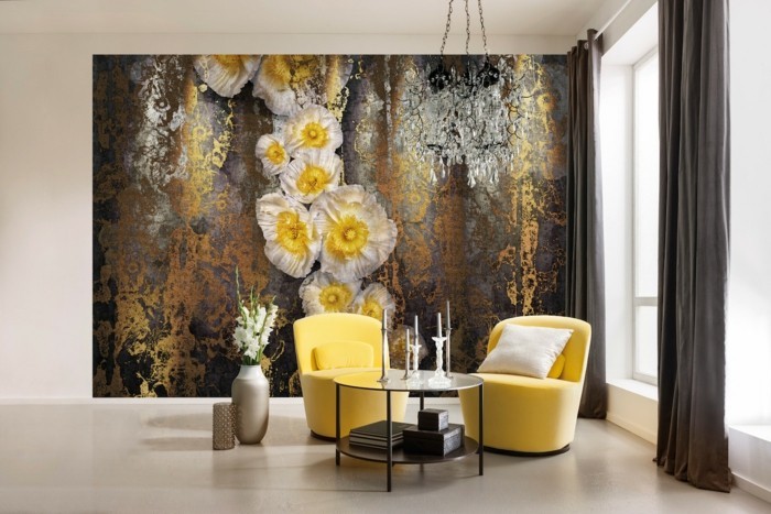 nástěnné malby tapety elegantní stěna design obývací pokoj
