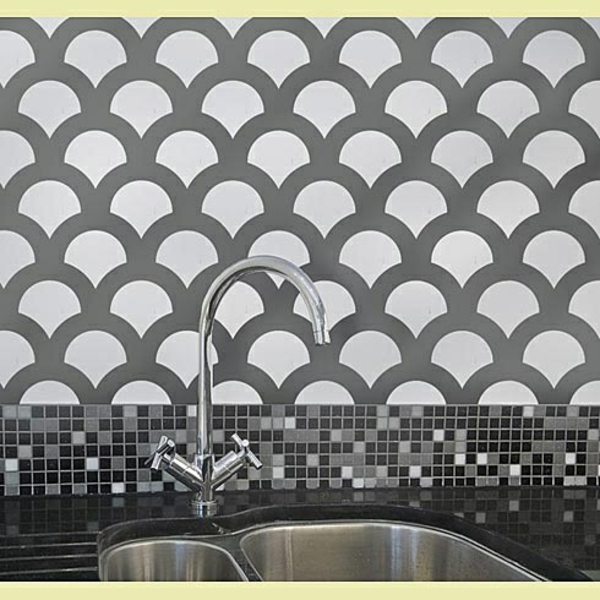 veggmønster design ideer i kjøkkenvasken