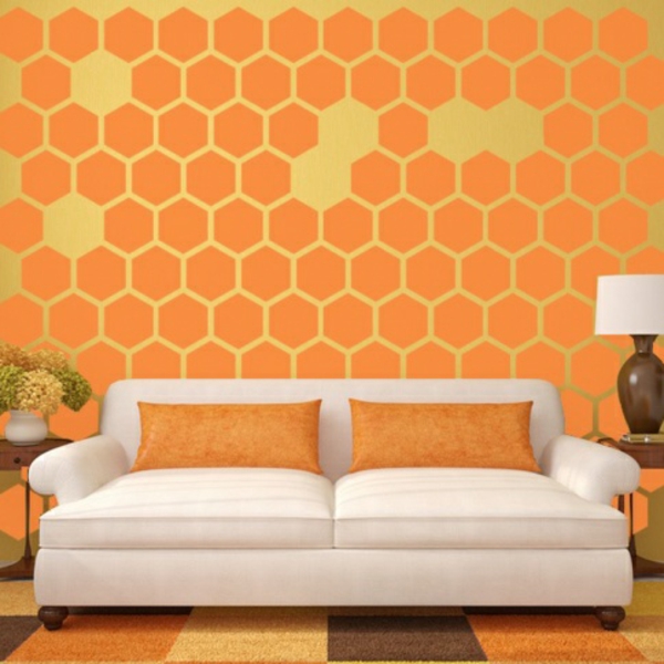wall pattern honeycomb sofa pillow deco ideas