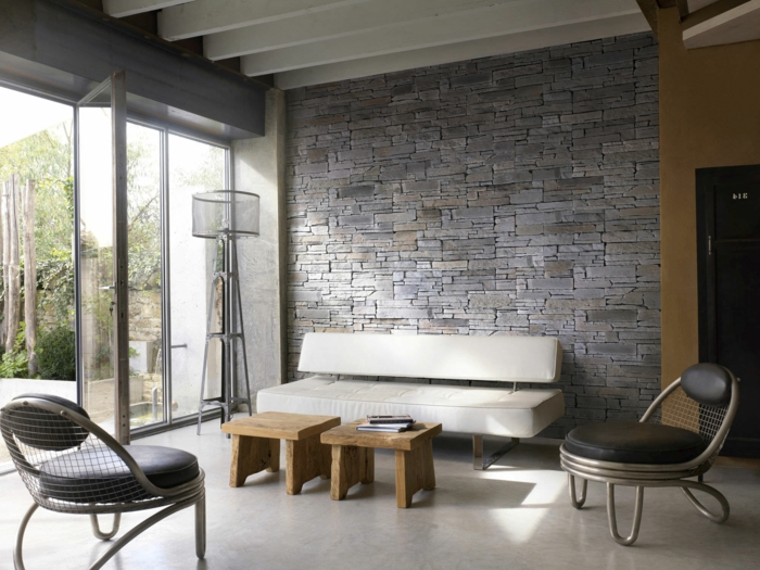 wall panel stone look archiexpo accent wall cladding living room