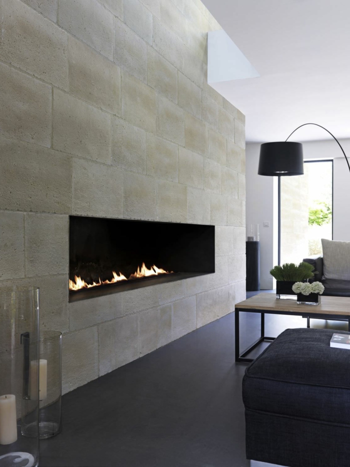 wall panel stone look archiexpo living room fireplace