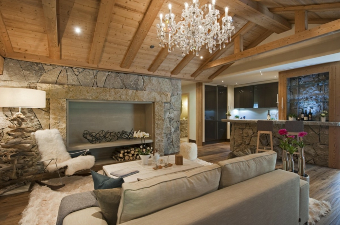 wandpaneel steenlook woonkamer landelijke stijl houten vloer