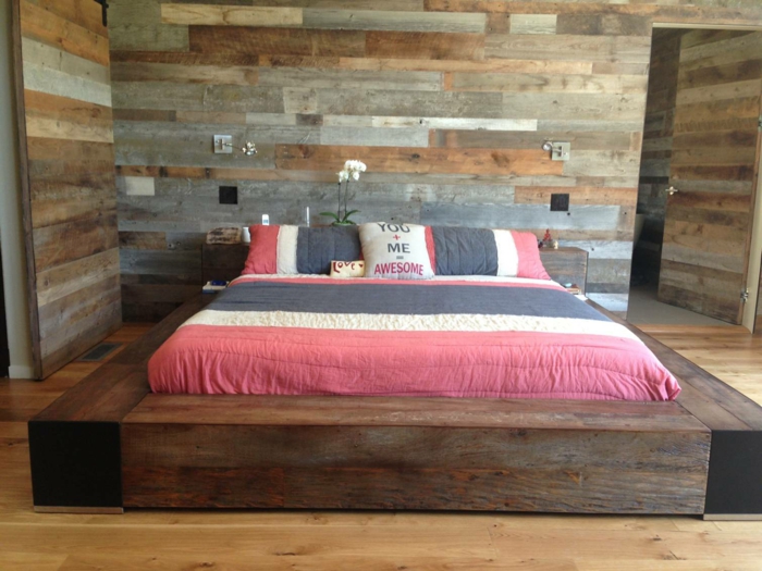 houten wandpanelen hout kijken slaapkamer muur ontwerp houten vloer