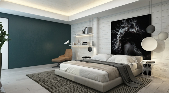 wandpanelen houten slaapkamerwand ontwerp led veroorloven plant tapijt