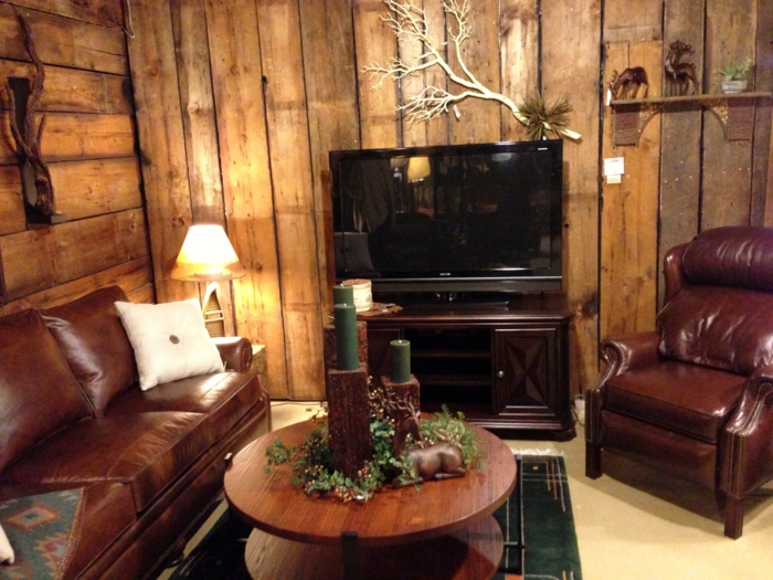 wandpanelen hout levende ideeën woonkamer rustieke landelijke stijl
