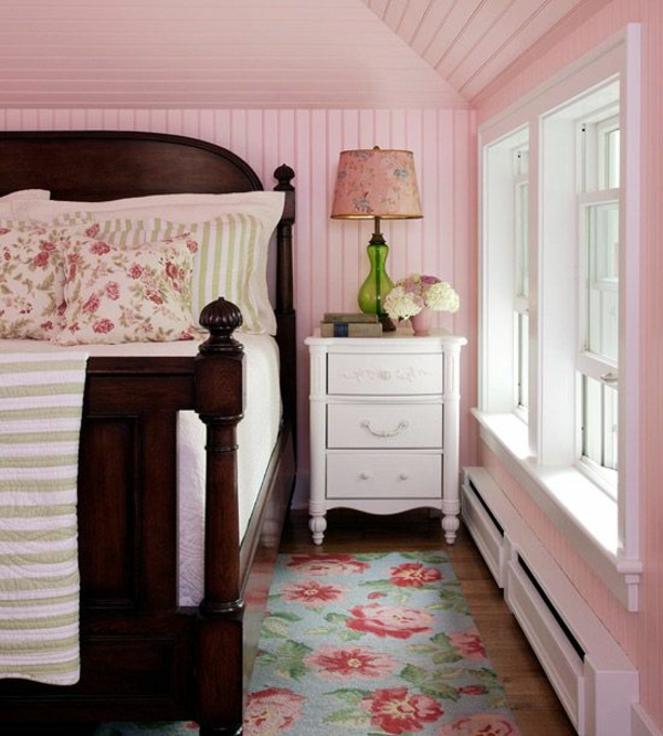 стенни панели боядисване на дърво ефект стени панели розова боя романтична спалня
