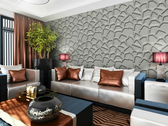 paneles de pared paredes de la sala de estar revestido sofisticado sofá sala cortinas largas