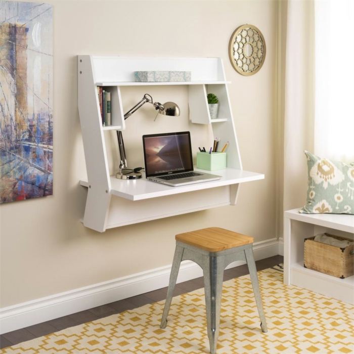 nástěnný regál budovat nápady DIY kreativní židle geometrický koberec