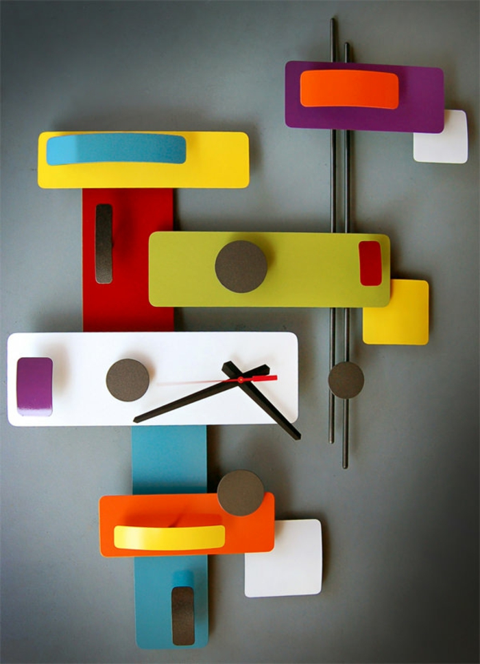 שעון קיר עיצוב צבעים מלבניים מלבנים