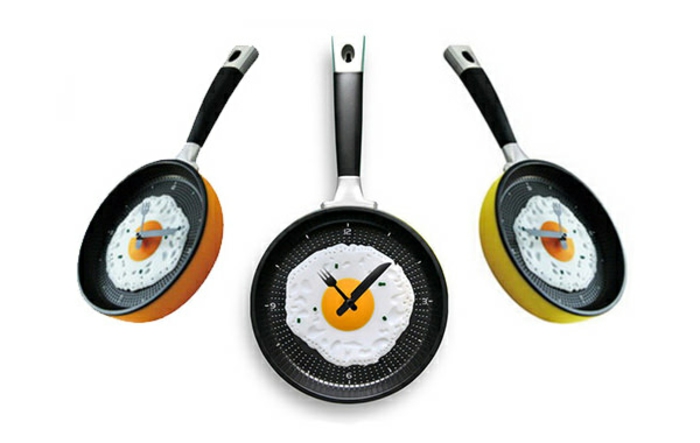 שעון קיר עיצוב מטבח אומלט מחבתות - -