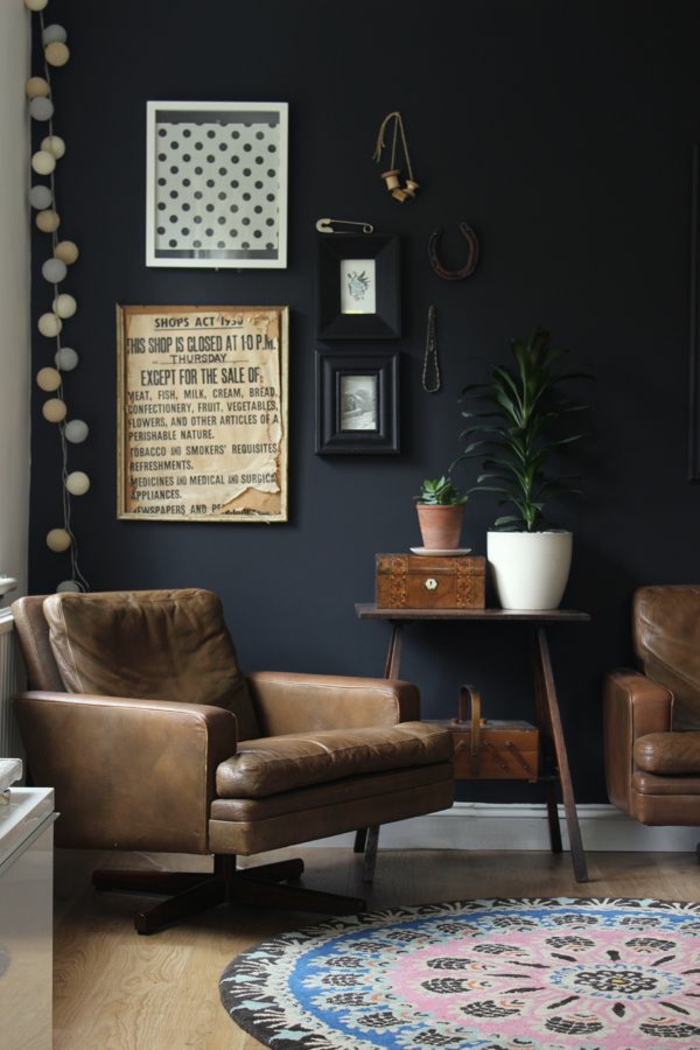 wanfarben nápady černé zdi wohnideen obývací pokoj