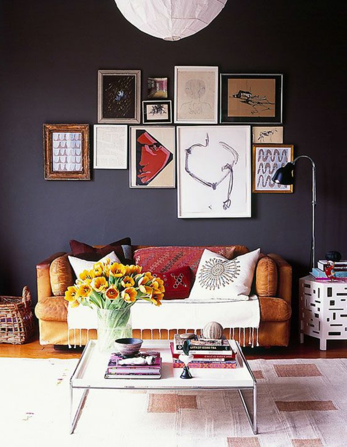 wanfarben nápady domácí obývací pokoj šedá stěny dekorace