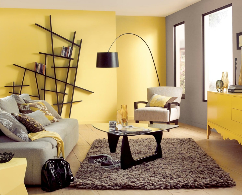топли стени цветове идеи хол стена боя жълт