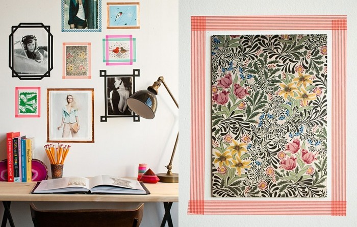 Idées de ruban washi décorer des photos de conception de mur coloré