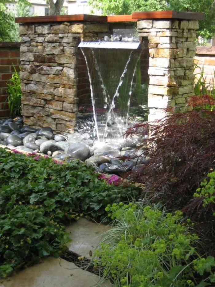 καταρράκτη στον κήπο κηπουρική ιδέες φύτευση νερού