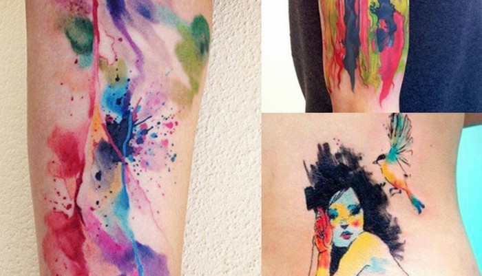 Ακουαρέλα τατουάζ πολύχρωμα τάση τατουάζ χρώματα