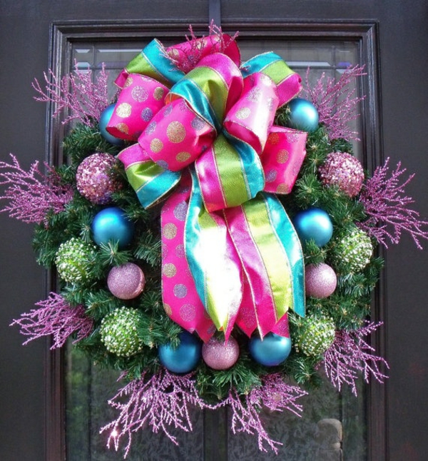 Christmas wreath with bright colors and balls