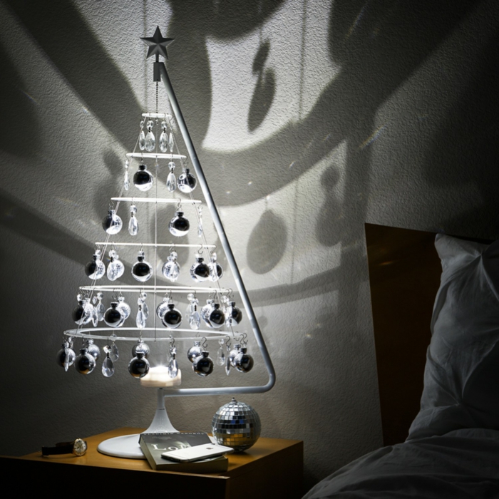 Kerst zwart witte windlicht crafting kerstboom