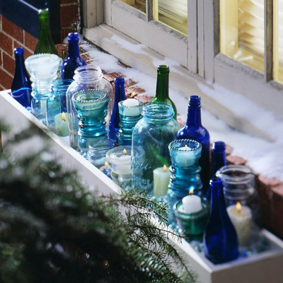 joulu ornamentti koriste ikkuna deco kynttilät lasipulloja