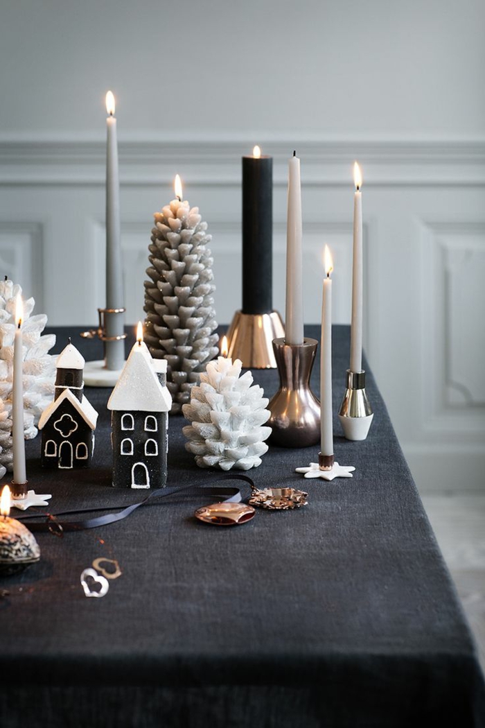 Julbord dekorasjon ideer med stearinlys