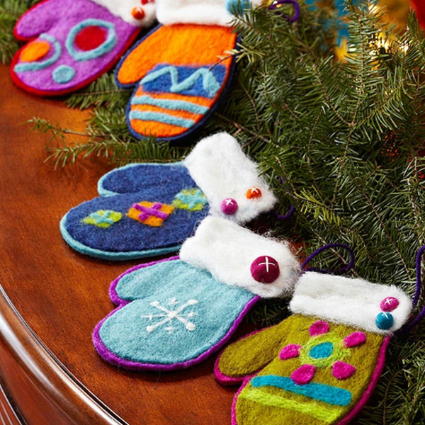Vánoční řemeslné nápady řemesel pro vánoční plstěné rukavice