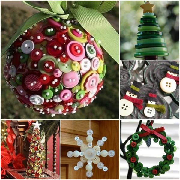 圣诞工艺品想法圣诞节装饰工艺与按钮的圣诞节装饰