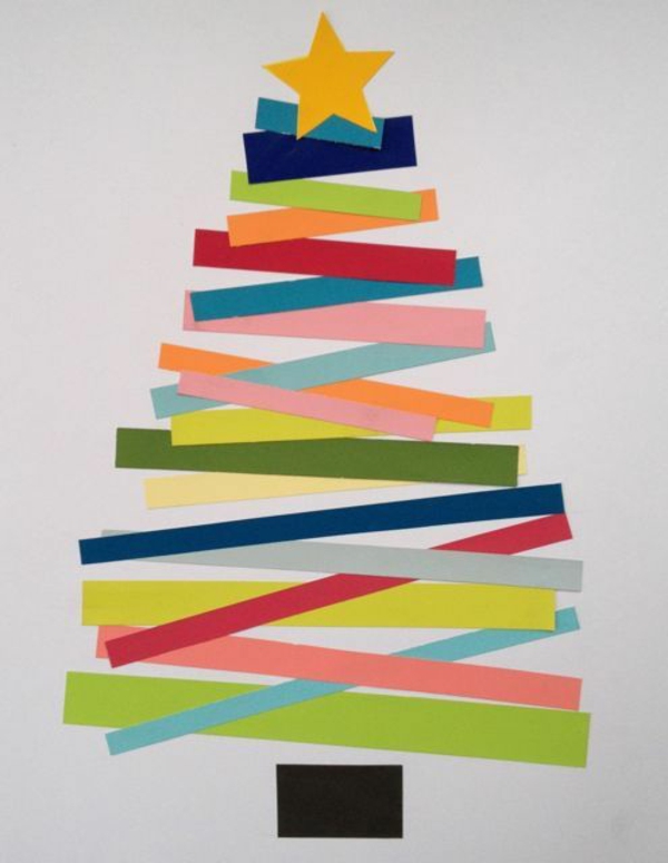 kerst baubelleien kerstkaarten ambachten spar gekleurd papier strepen