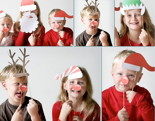 maak kersttinker grappige maskers voor een foto