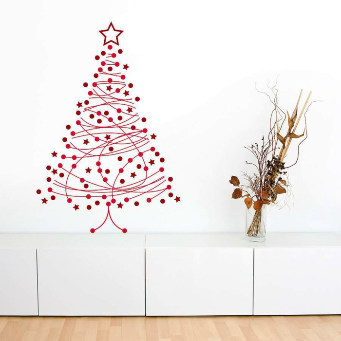 圣诞树通过墙壁贴纸金银丝人工人工圣诞树测试