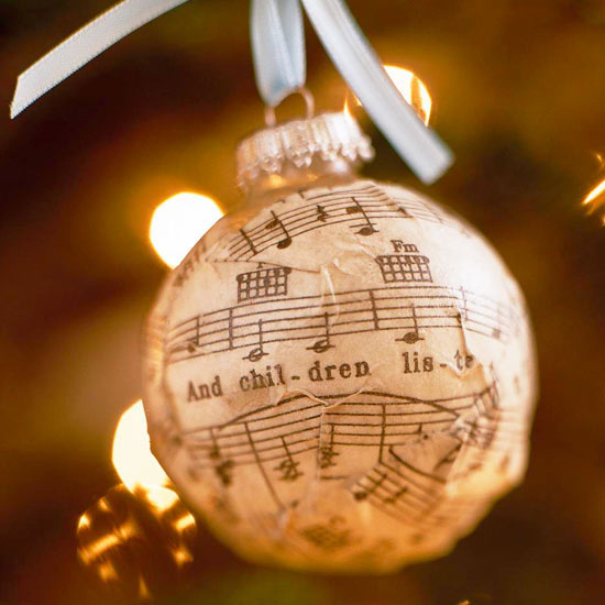 christmas decoration craft ball wrapped in a printed score