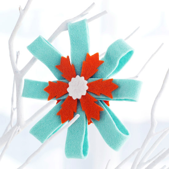 christmas decoration crafted felt snowflake in door and red