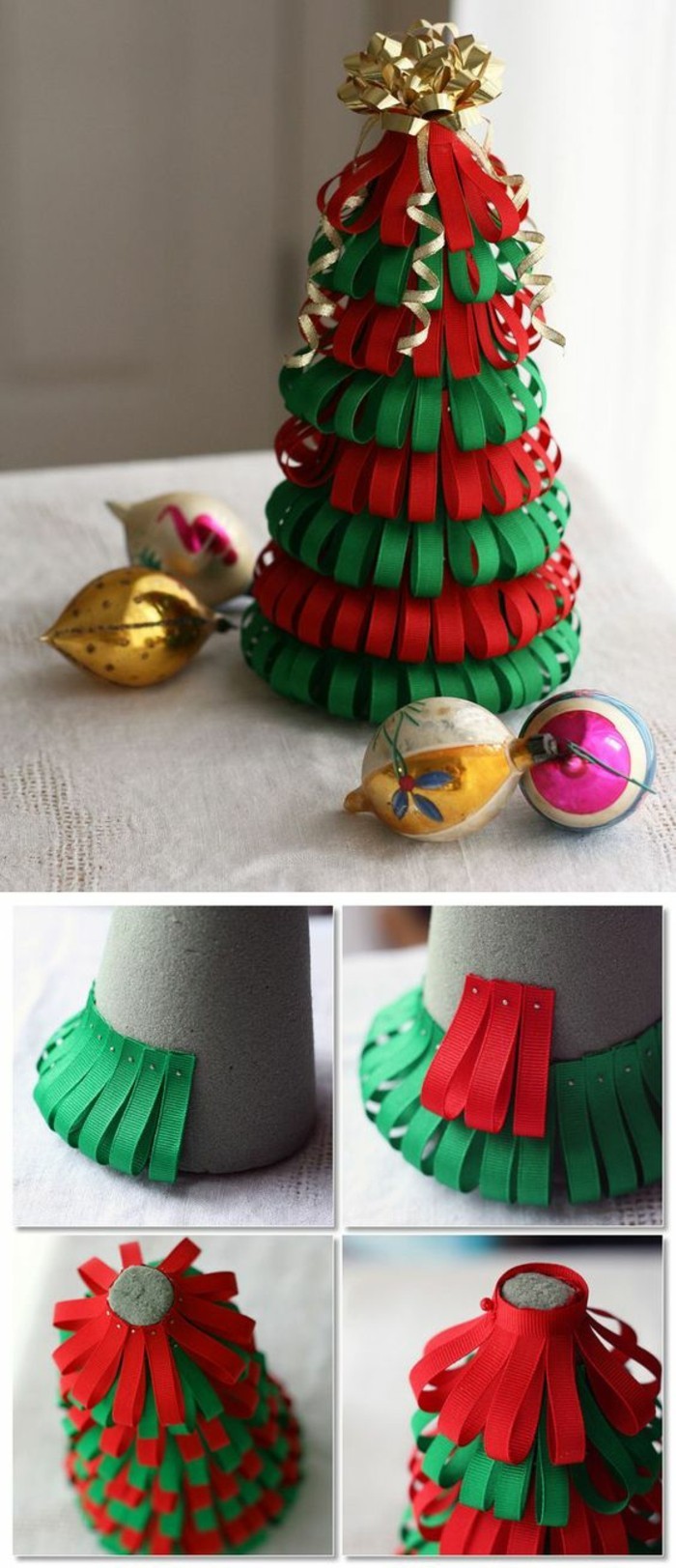 Χριστουγεννιάτικη διακόσμηση DIY ιδέες κορδέλες κορδέλες Χριστουγεννιάτικο δέντρο χειροτεχνίες