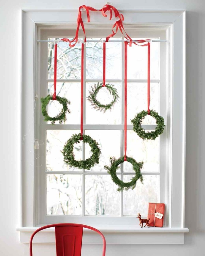 décoration de noël fenêtre frais suspendus décoration vert rouge