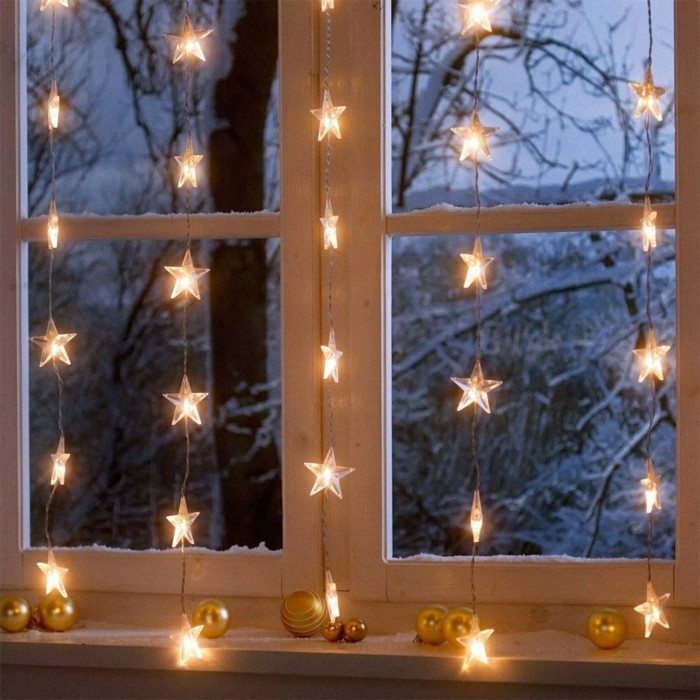 decoración de Navidad ventana luces de hadas bolas de Navidad