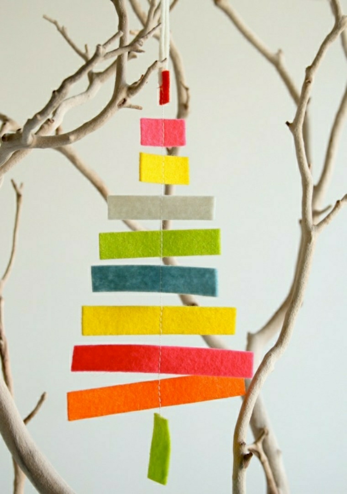 Χριστουγεννιάτικα Διακοσμητικά Ιδέες DIY Χριστουγεννιάτικα Δέντρα Στολίδια Κάντε Πιλήματα Πολύχρωμο Stripes Driftwood
