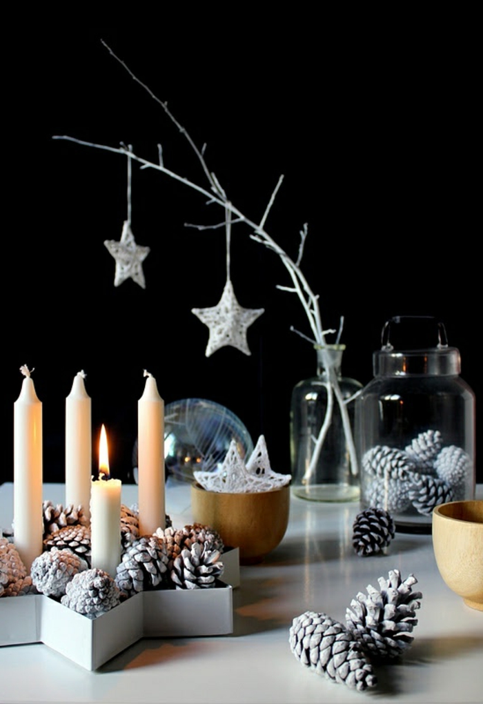 vánoční výzdoba nápady skandinávské vánoční hvězdy hvězdy svíčky