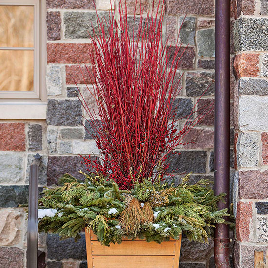 Kerstdecoratie ideeën winter ornament gekleurde planten