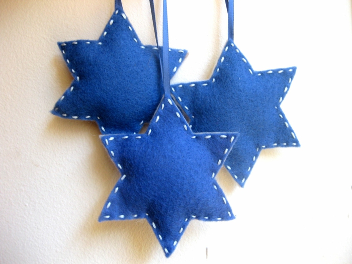 Christmas decoration sewing blue poinsettia