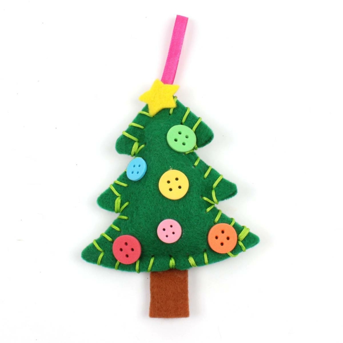 Christmas decoration sewing green fir tree buttons