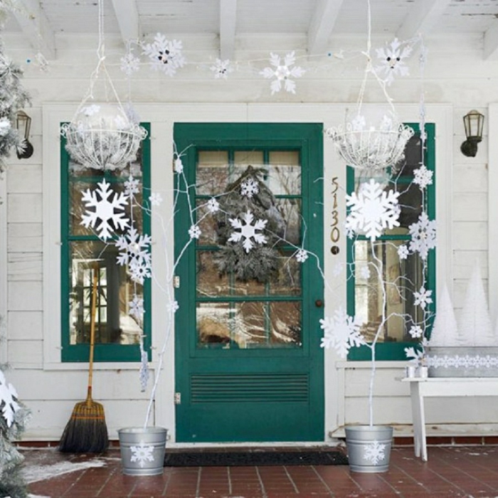 christmas decoration outside christmas decorations fairy lights flowerpots door