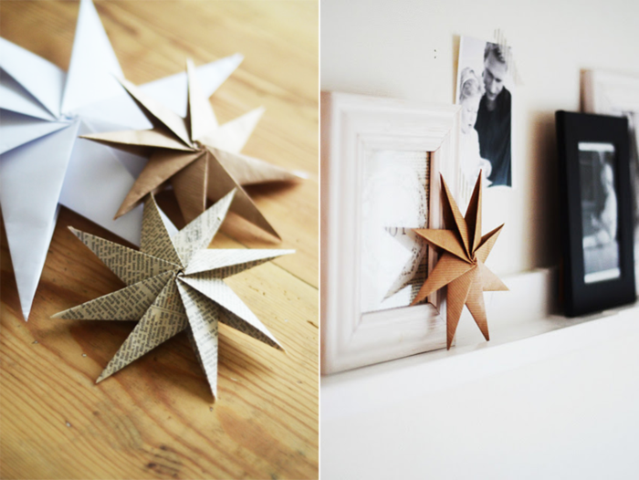idei de decoratiuni de Craciun ornamente de Craciun pentru a face stele de hârtie