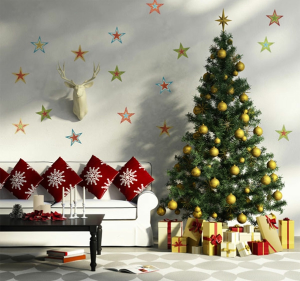 Crăciun decorare idei de zăpadă cristale perna Crăciun copac